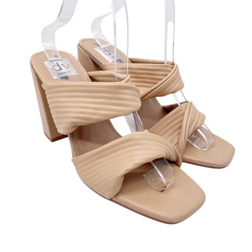 Dolce Vita Women's Emeley Slip On Double Band Dress Sandals Tan Size 9.5